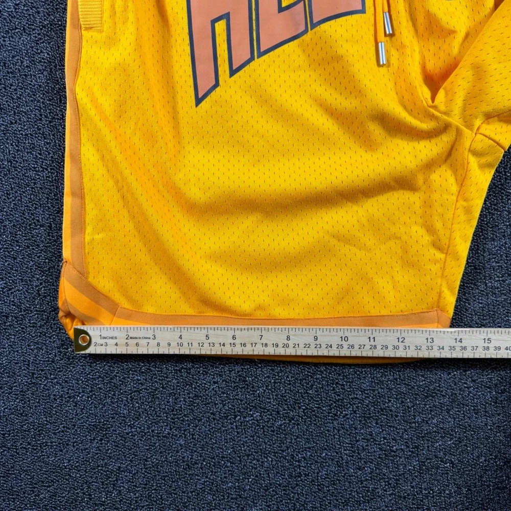Just Don All City Mens XL Heavyweight Basketball Shorts Yellow Mesh JD Logo NWOT